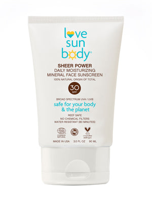 Love Sun Body Sheer Power 100% Natural Daily Moisturizing Mineral Face Sunscreen SPF 30 - EWG Verified®