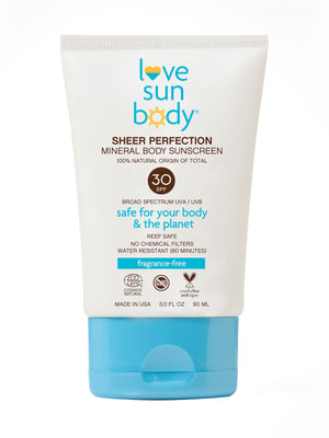 Love Sun Body Sheer Perfection 100% Natural Mineral Body Sunscreen SPF 30 Fragrance Free - EWG Verified®