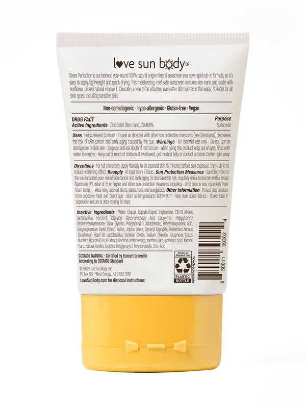 Love Sun Body Sheer Perfection 100% Natural Mineral Body Sunscreen SPF 30 Tiare & Vanilla Scent - EWG Verified®