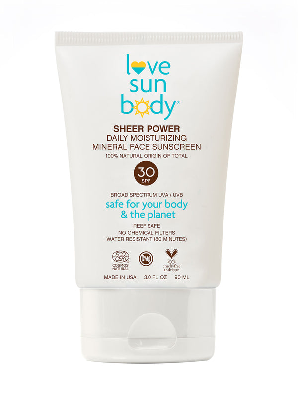 Love Sun Body Sheer Power 100% Natural Daily Moisturizing Mineral Face Sunscreen SPF 30 - EWG Verified®