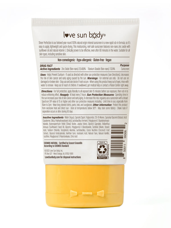 Love Sun Body Sheer Perfection 100% Natural Mineral Body Sunscreen SPF 50 Tiare & Vanilla Scent - EWG Verified®